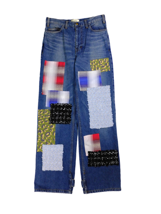 Patchwork Slit Denim Pants