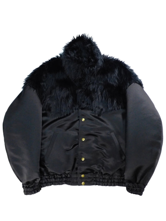 Fur × Satin Bomber Jacket