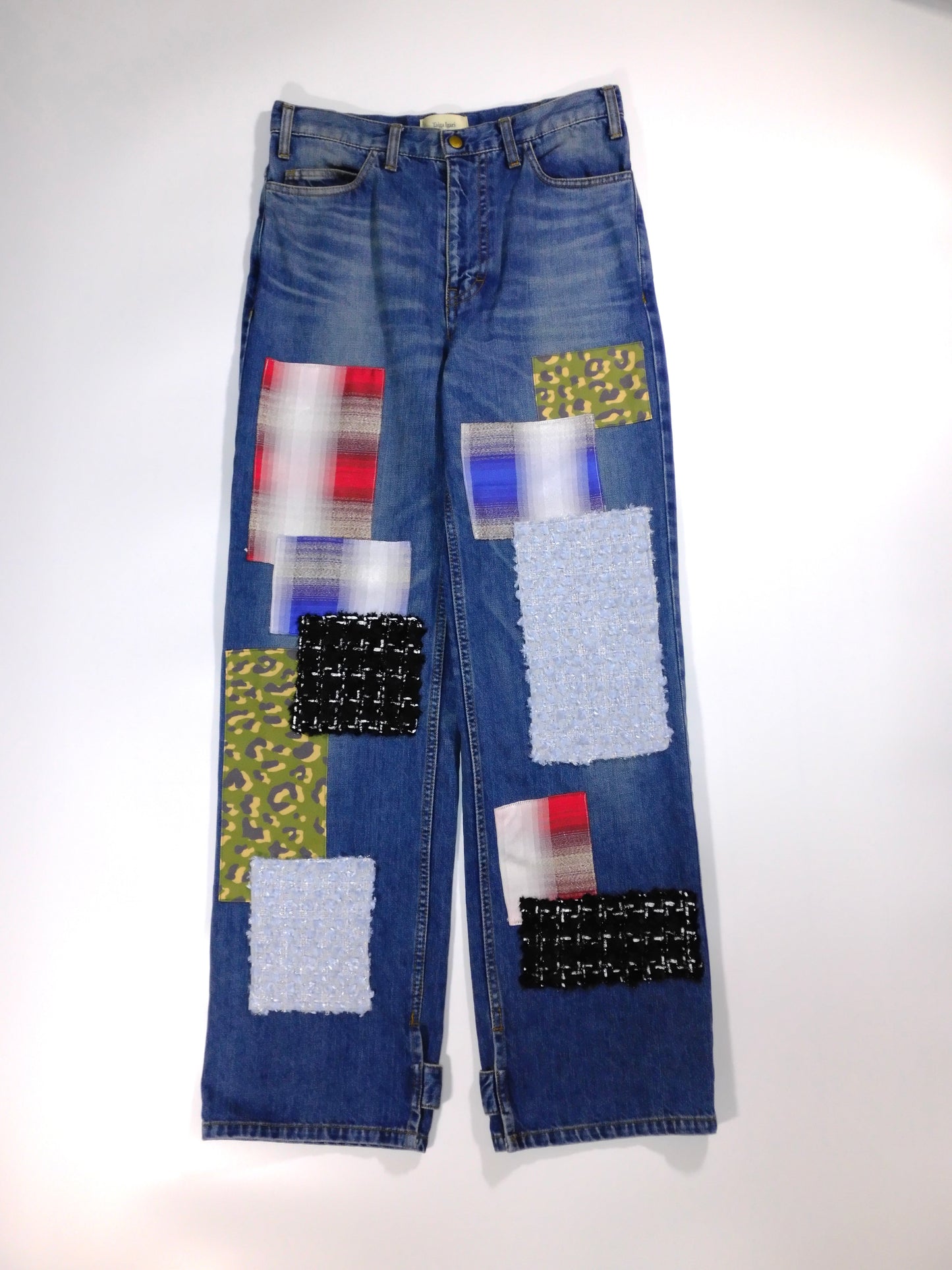 Patchwork Slit Denim Pants