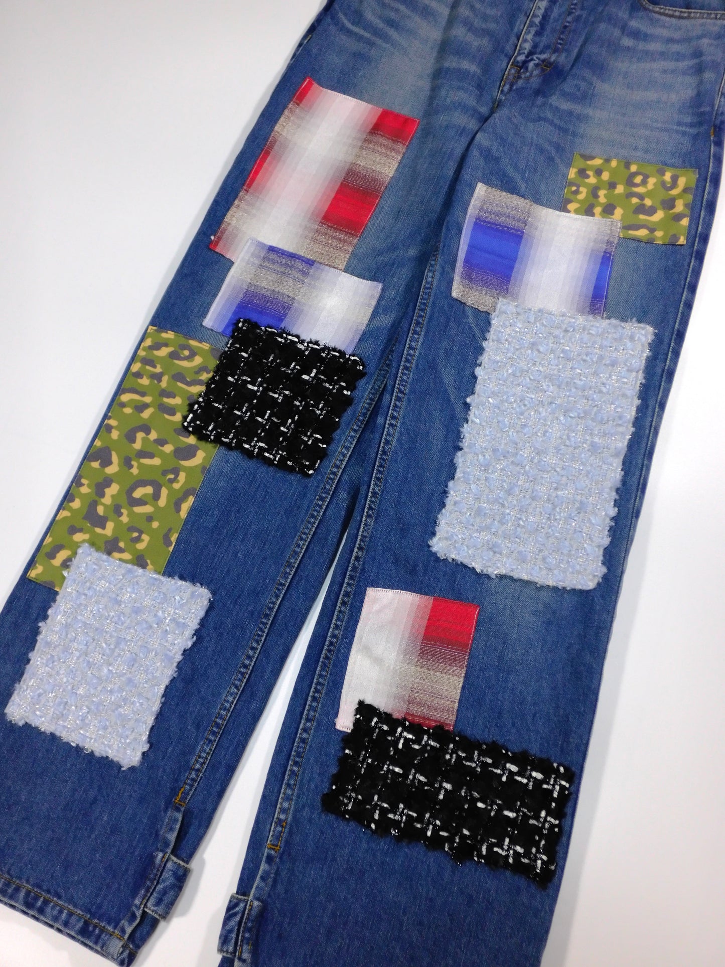Patchwork Slit Denim Pants