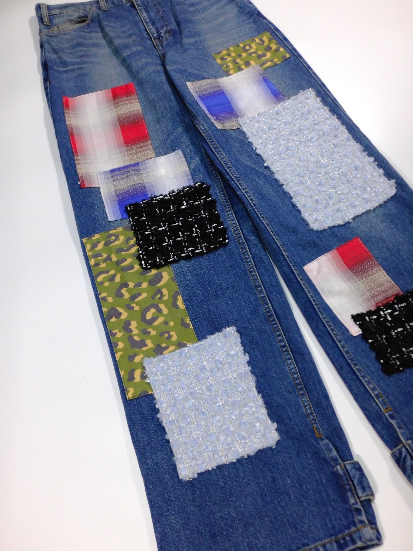 Patchwork Slit Denim Pants