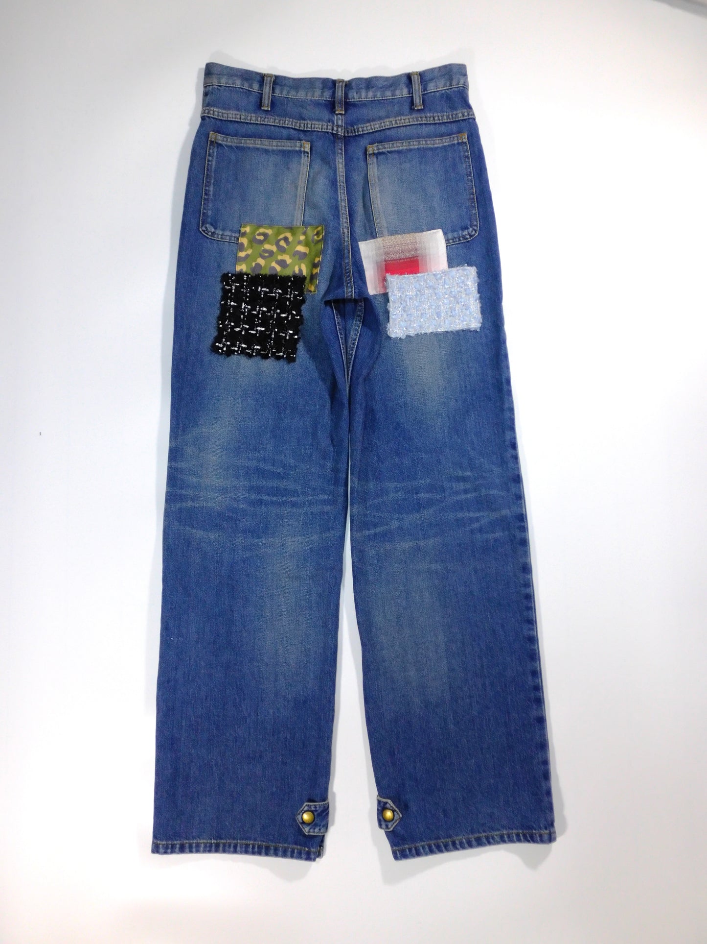 Patchwork Slit Denim Pants
