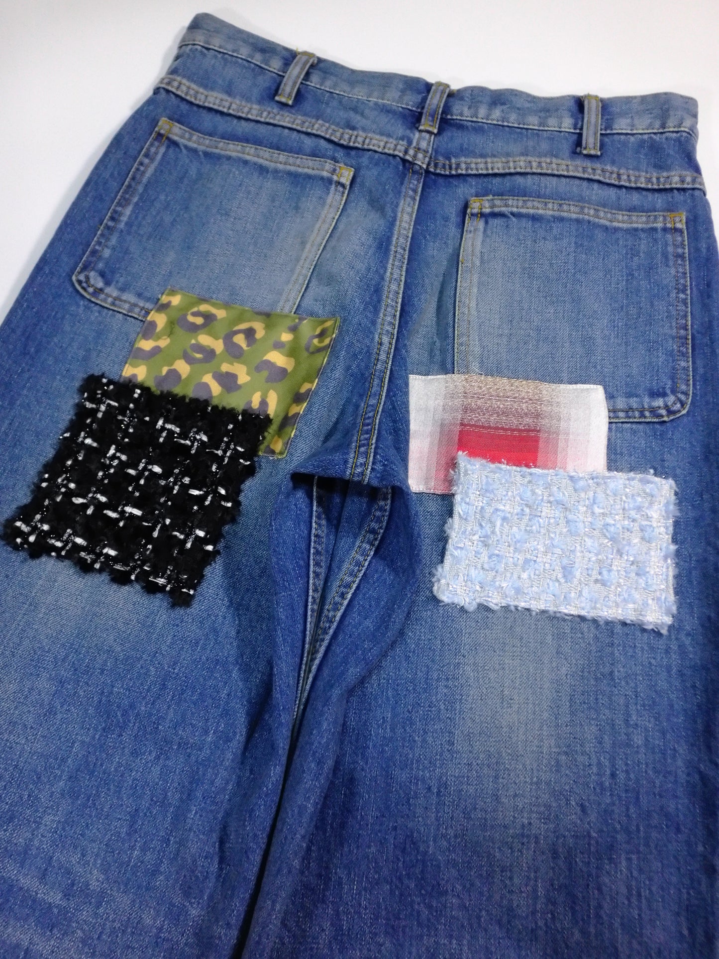 Patchwork Slit Denim Pants