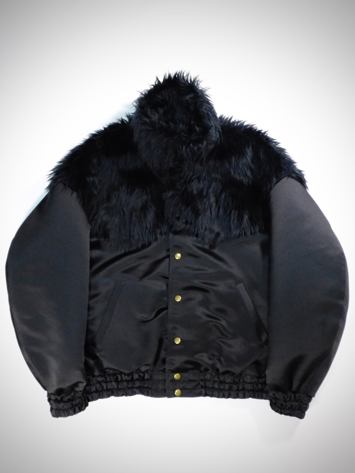 Fur × Satin Bomber Jacket