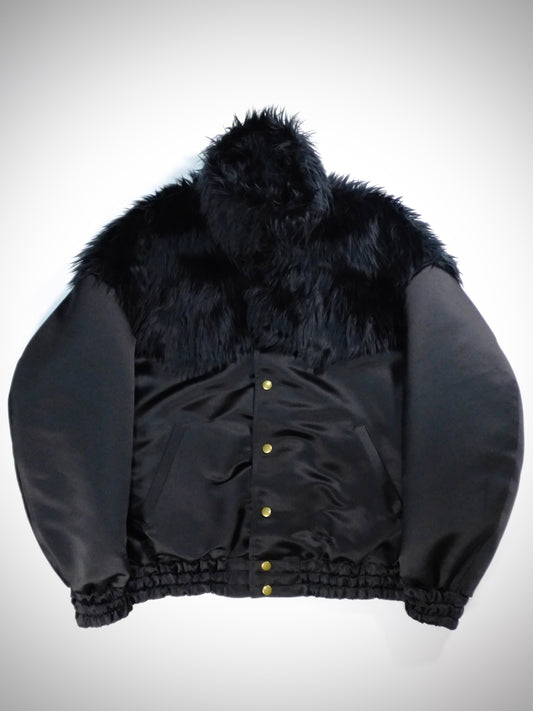 Fur × Satin Bomber Jacket