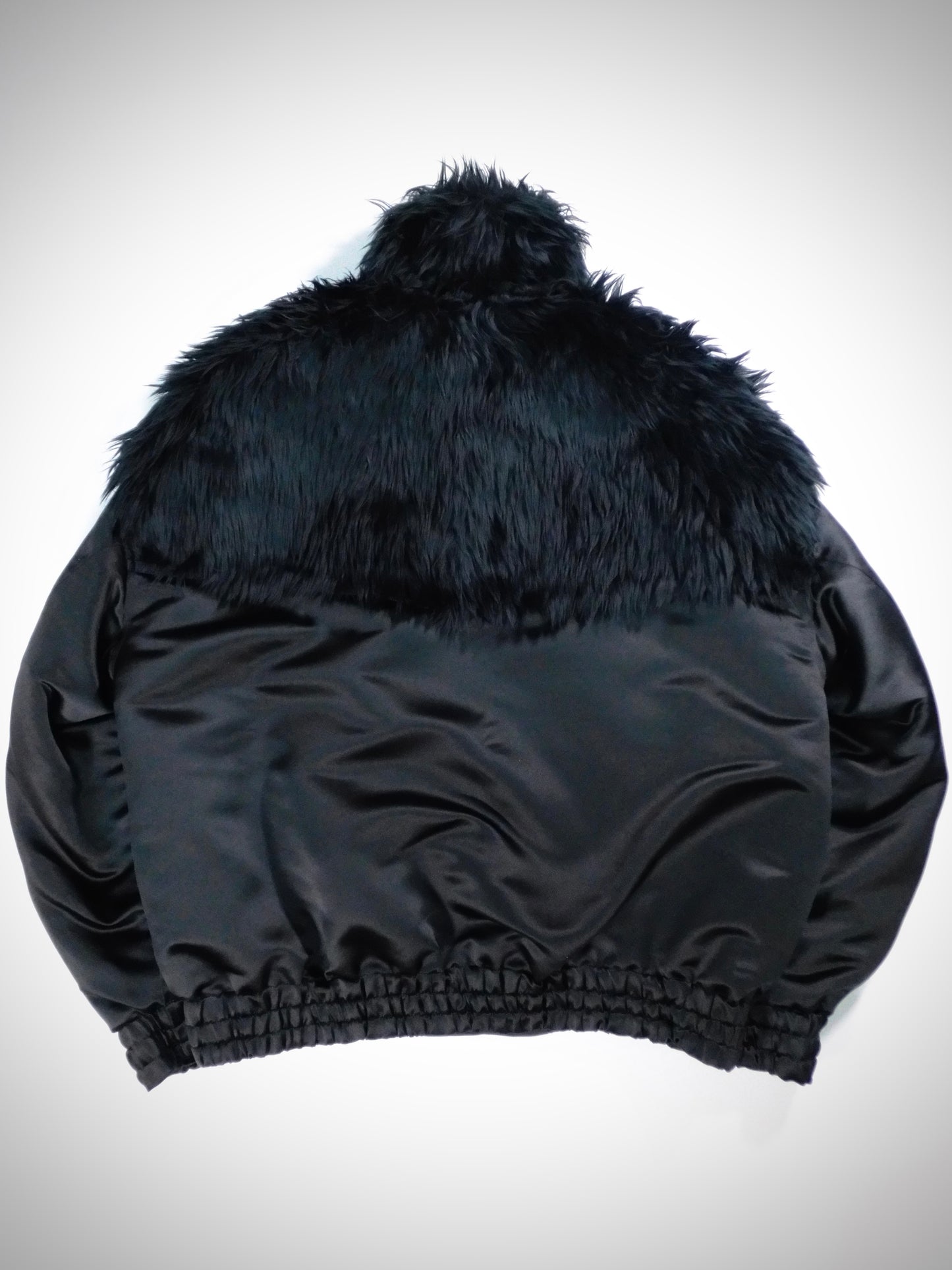 Fur × Satin Bomber Jacket