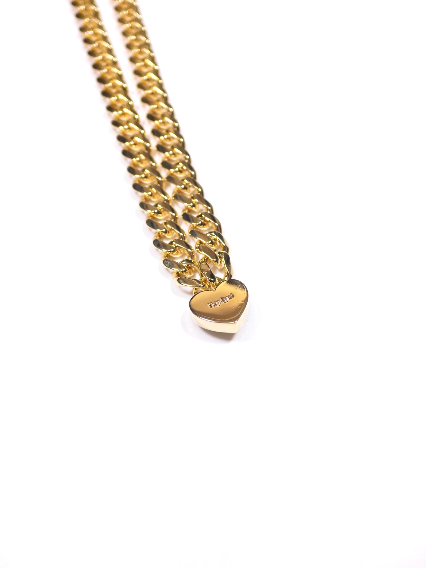 Heart Padlock Necklace With Onyx "L"