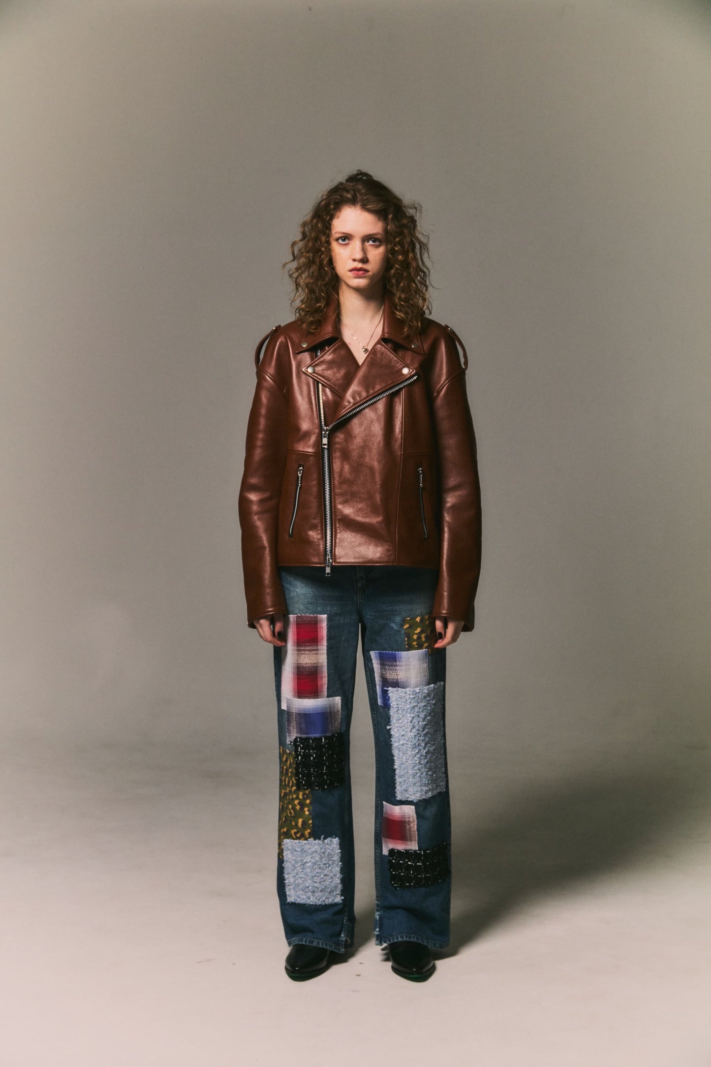 Patchwork Slit Denim Pants