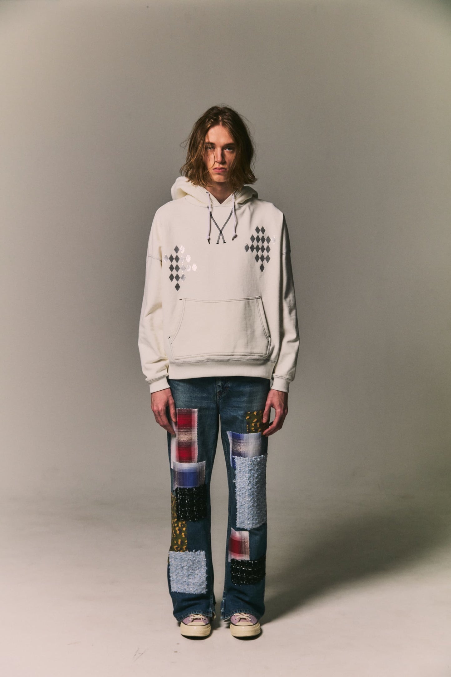 Patchwork Slit Denim Pants