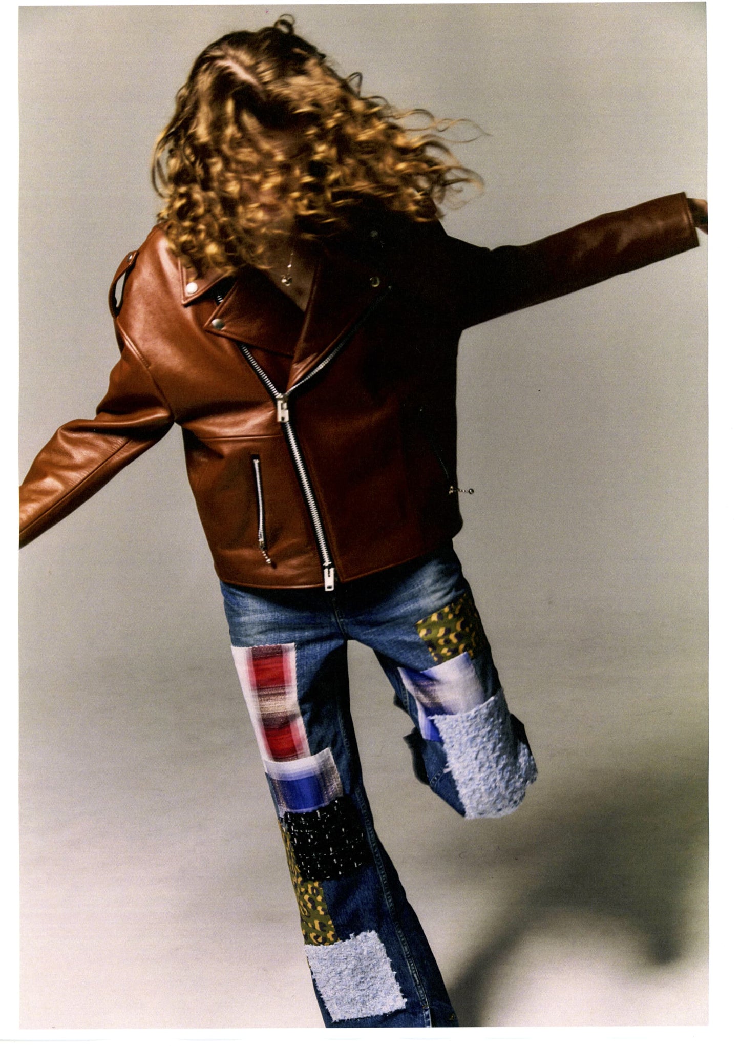 Patchwork Slit Denim Pants