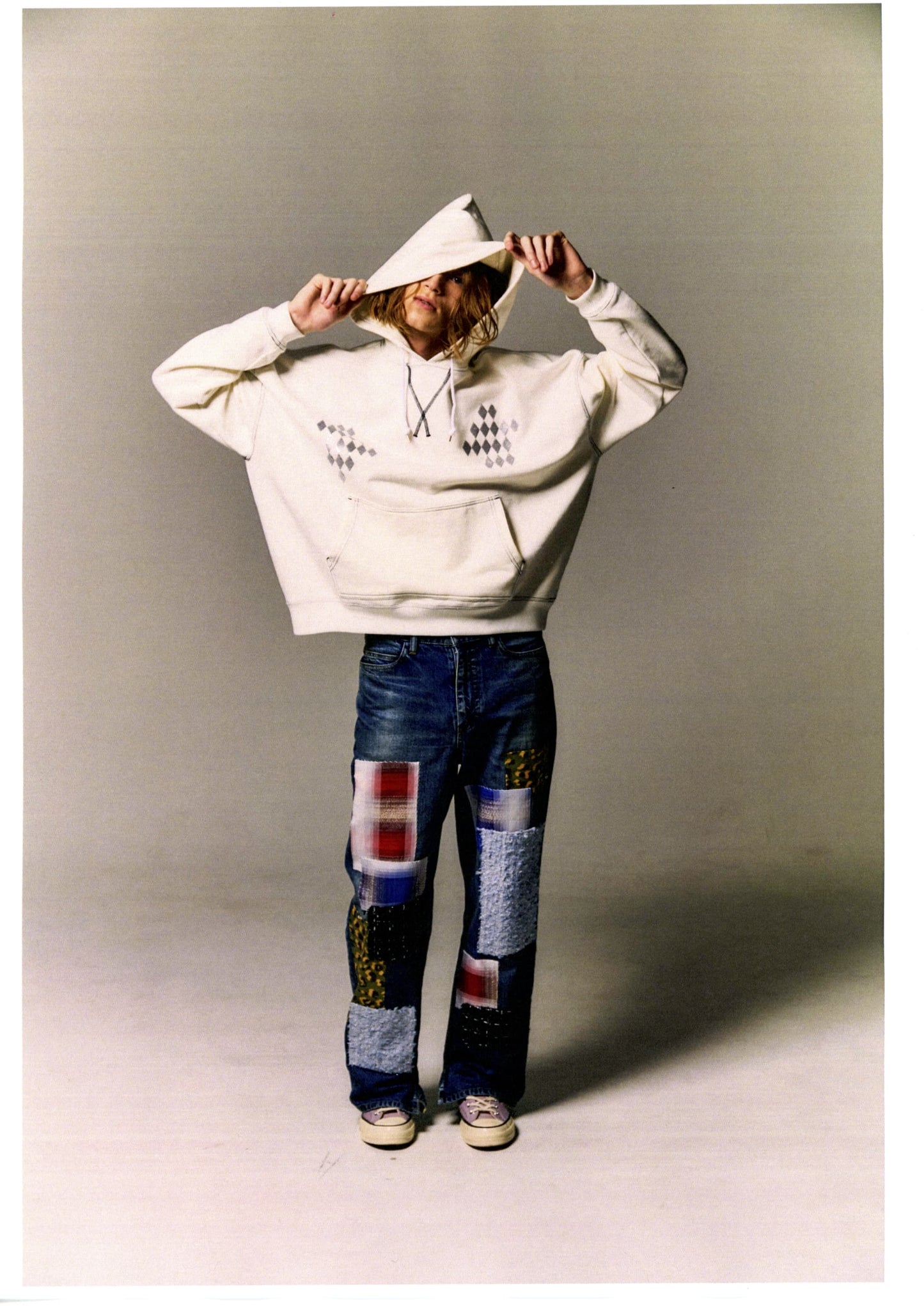 Patchwork Slit Denim Pants